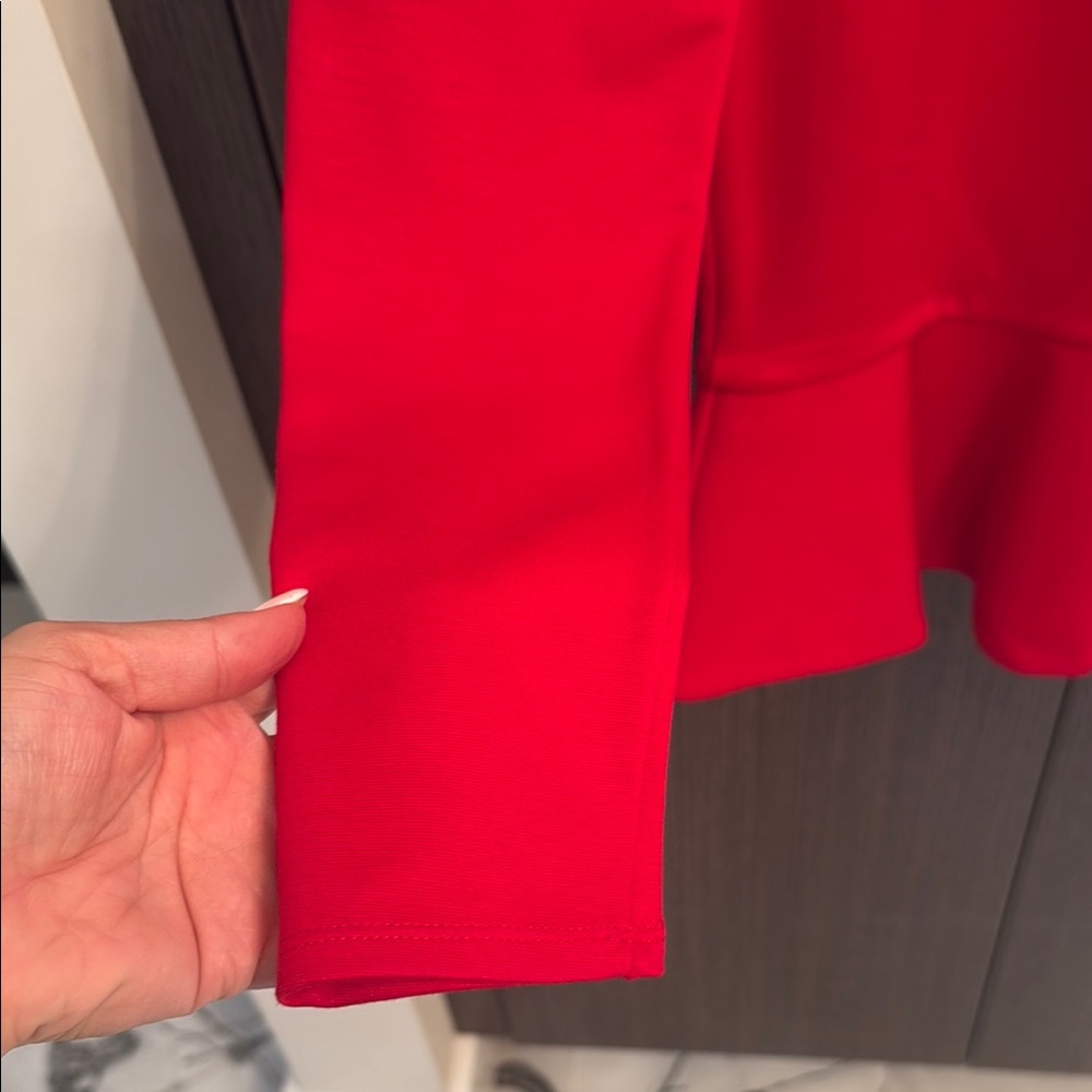 Alice + Olivia Red Long Sleeve Peplum Blouse - Picture 2 of 16